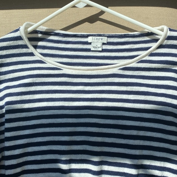 J Crew Navy Striped Boatneck Tie-Front Sweater - Picture 7 of 8